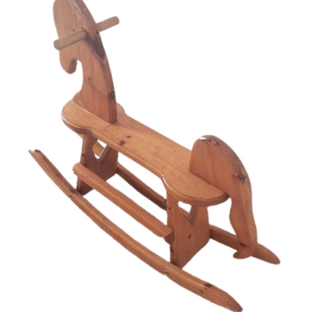 HAND MADE WOODEN ROCKING HORSE. FUNCTIONAL AND DECORATIVE.